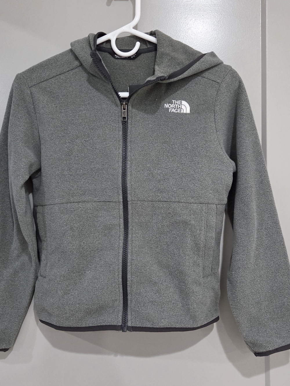 The North Face Unisex Teen Gray Zip-Up Hooded Fleece / Size Medium